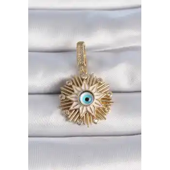 Pirinç Gold Renk Nazar Boncuklu Saçaklı Yıldız Figür Ajda Charm