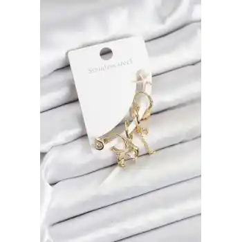 Pirinç Gold Renk Set Küpe