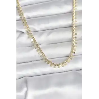 Pirinç Gold Renk Sıralı Yıldız Kadın Kolye