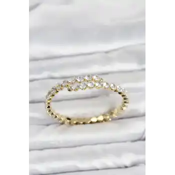 Pirinç Gold Renk Sıralı Zirkon Taşlı Kadın Bileklik