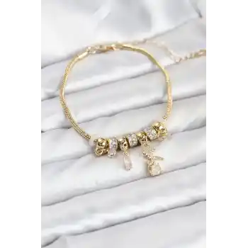 Pirinç Gold Renk Tinkerbell Charmlı Kadın Bileklik