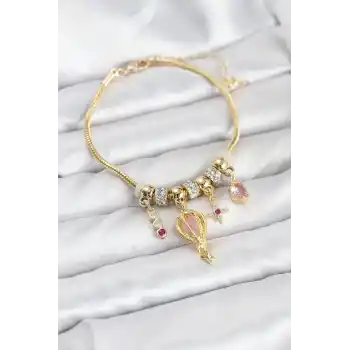 Pirinç Gold Renk Uçan Balon Charmlı Kadın Bileklik