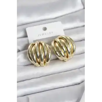 Pirinç Gold Renk Vintage Kadın Küpe