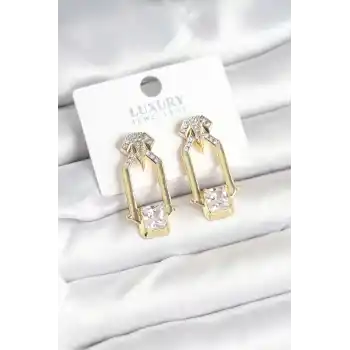 Pirinç Gold Renk Vintage Kadın Küpe