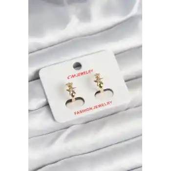 Pirinç Gold Renk Yıldız Kadın Küpe