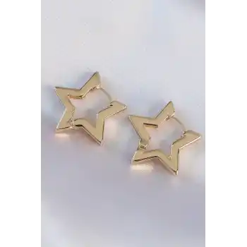 Pirinç Gold Renk Yıldız Küpe