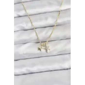 Pirinç Gold Renk Yıldız Minimal Kadın Kolye