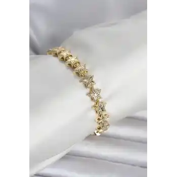 Pirinç Gold Renk Yıldız Model Kadın Bileklik