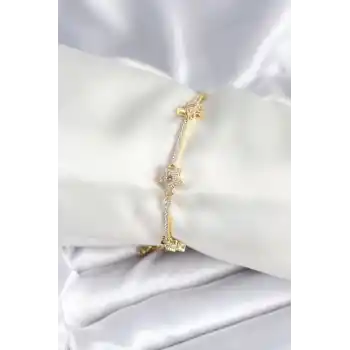 Pirinç Gold Renk Yıldız Model Kadın Bileklik