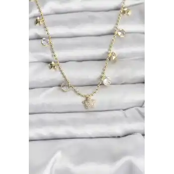 Pirinç Gold Renk Yıldız Model Kadın Kolye