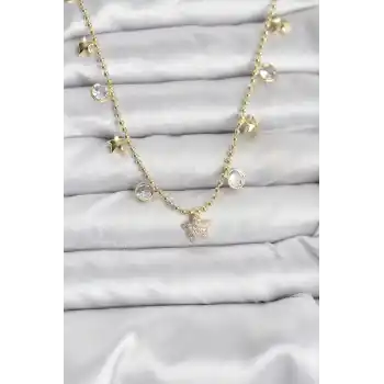 Pirinç Gold Renk Yıldız Model Kadın Kolye