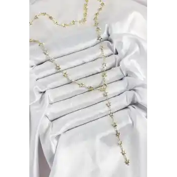 Pirinç Gold Renk Yıldızlı Kadın Y Kolye