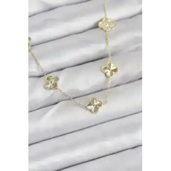 Pirinç Gold Renk Yonca Kadın Kolye