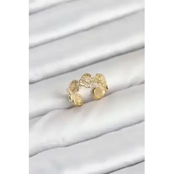 Pirinç Gold Renk Yonca Model Kadın Yüzük