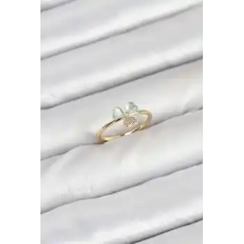 Pirinç Gold Renk Yonca Model Kadın Yüzük