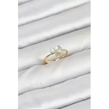 Pirinç Gold Renk Yonca Model Kadın Yüzük