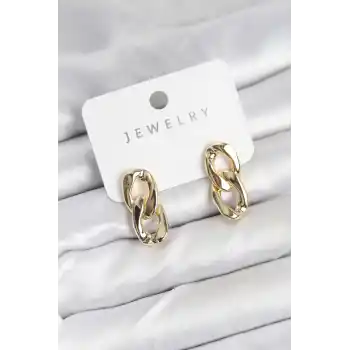 Pirinç Gold Renk Zincir Model Kadın Küpe