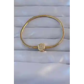 Pirinç Gold Renk Zirkon Taşlı Charm Bileklik