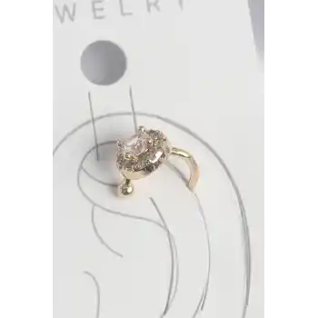 Pirinç Gold Renk Zirkon Taşlı Kadın Kıkırdak Küpe