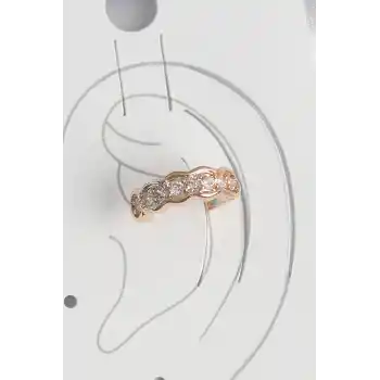 Pirinç Gold Renk Zirkon Taşlı Kadın Kıkırdak Küpe