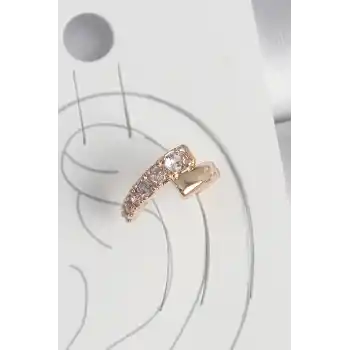 Pirinç Gold Renk Zirkon Taşlı Kadın Kıkırdak Küpe