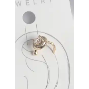 Pirinç Gold Renk Zirkon Taşlı Kadın Kıkırdak Küpe