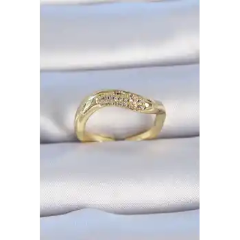 Pirinç Gold Renk Zirkon Taşlı Kadın Yüzük