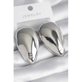 Pirinç Gümüş Renk Badem Model Kadın Küpe