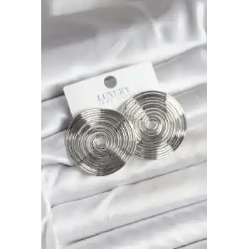 Pirinç Gümüş Renk Circle Model Kadın Küpe