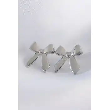 Pirinç Gümüş Renk Düz Plaka Fiyonk Küpe