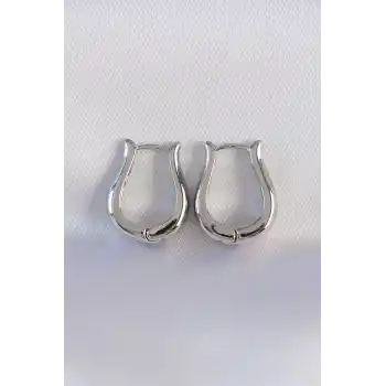 Pirinç Gümüş Renk İçi Boş Gül Küpe