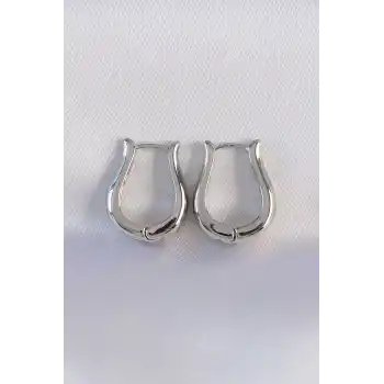 Pirinç Gümüş Renk İçi Boş Gül Küpe