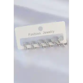 Pirinç Gümüş Renk Kalp Model Küpe Seti