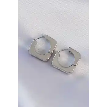 Pirinç Gümüş Renk Kare Küpe