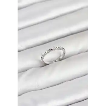 Pirinç Gümüş Renk Lazer Kesim Kadın Yüzük