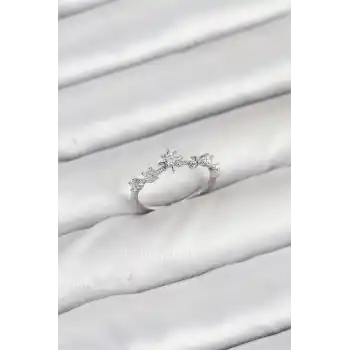 Pirinç Gümüş Renk Manifest Kadın Yüzük