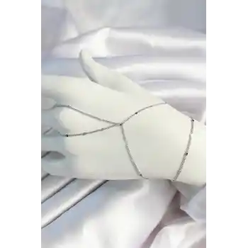 Pirinç Gümüş Renk Parçalı Ezme Zincirli Şahmeran