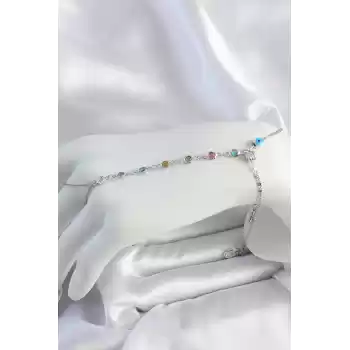 Pirinç Gümüş Renk Renkli Zirkon Taşlı Şahmeran