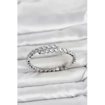 Pirinç Gümüş Renk Sıralı Zirkon Taşlı Kadın Bileklik
