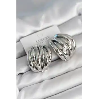 Pirinç Gümüş Renk Vintage Kadın Küpe