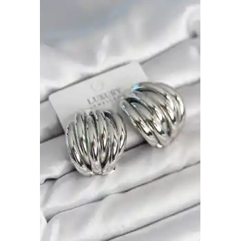 Pirinç Gümüş Renk Vintage Kadın Küpe