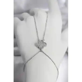 Pirinç Gümüş Renk Yonca Model Kadın Şahmeran