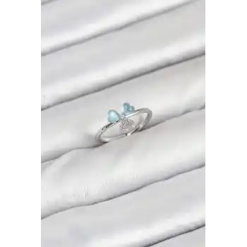 Pirinç Gümüş Renk Yonca Model Kadın Yüzük