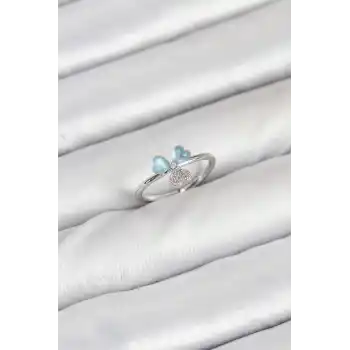 Pirinç Gümüş Renk Yonca Model Kadın Yüzük