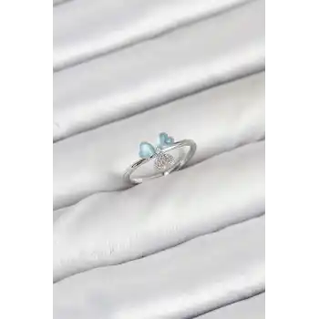 Pirinç Gümüş Renk Yonca Model Kadın Yüzük