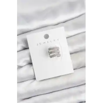 Pirinç Gümüş Renk Zirkon Taşlı Earcuff Kıkırdak Küpe