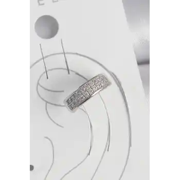 Pirinç Gümüş Renk Zirkon Taşlı Kıkırdak Model Kadın Küpe