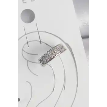 Pirinç Gümüş Renk Zirkon Taşlı Kıkırdak Model Kadın Küpe