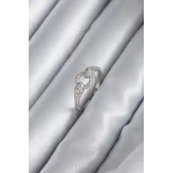 Pirinç Gümüş Renk Zirkon Taşlı Yılan Model Kadın Yüzük