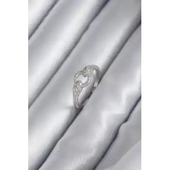 Pirinç Gümüş Renk Zirkon Taşlı Yılan Model Kadın Yüzük